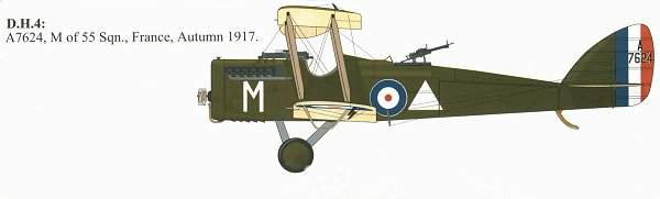 DH4 Bomber in the colours of 55 Squadron
